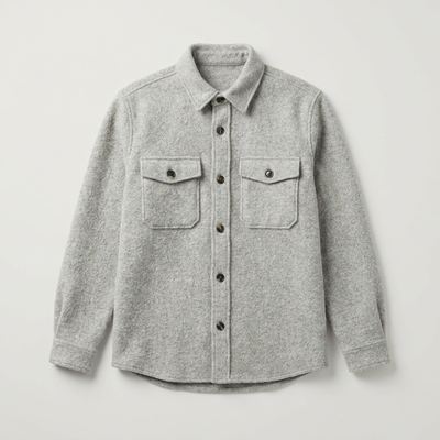 Light grey boiled wool overshirt